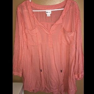 Coral/Pink Three-Quarter Sleeve Shirt